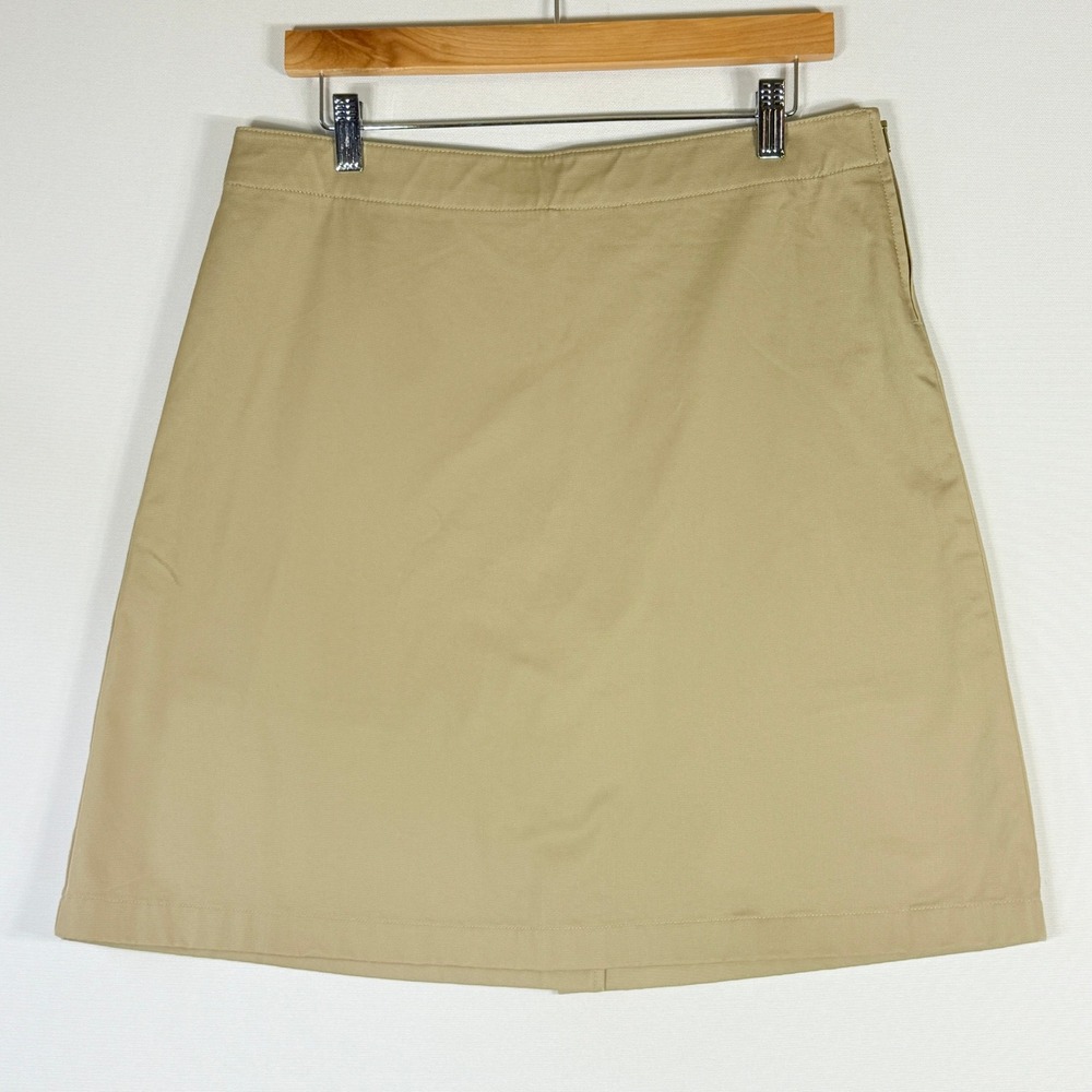 Lands End Women 10 Khaki A Line Skirt โ Knee Length Work Office Academic Preppy